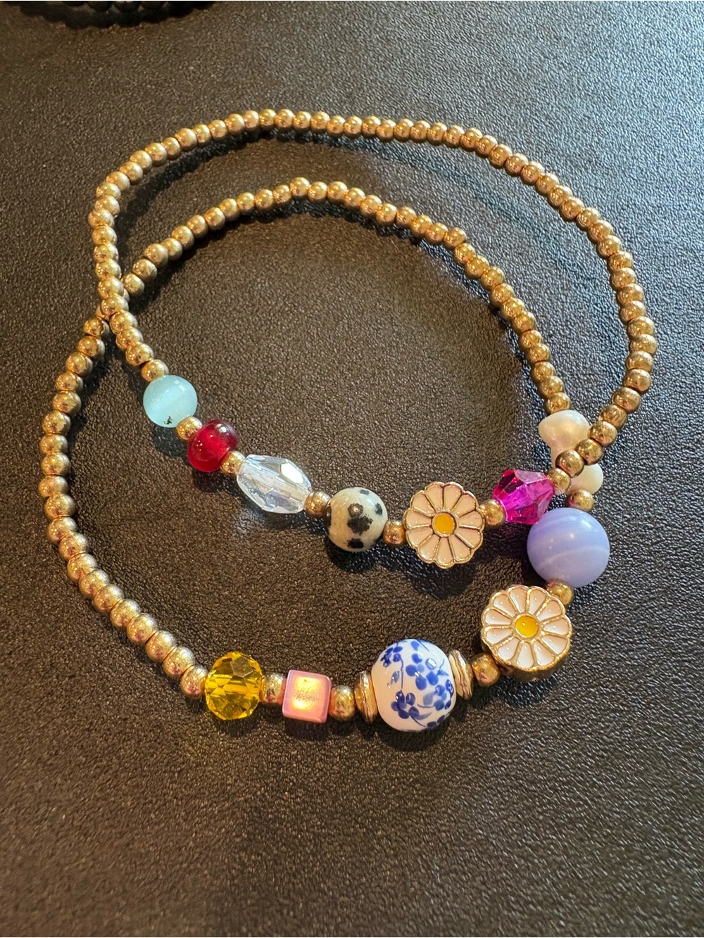 Gold and Multicolor Beaded Stackable Women’s Bracelet Set - Picture 5 of 8
